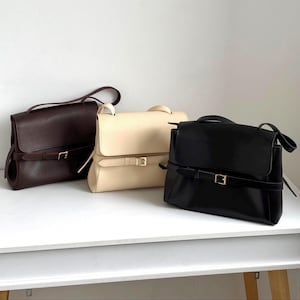 Leather Shoulder Bag,Handmade Leather Shoulder Bag,Women's Bag,Black Leather Bag