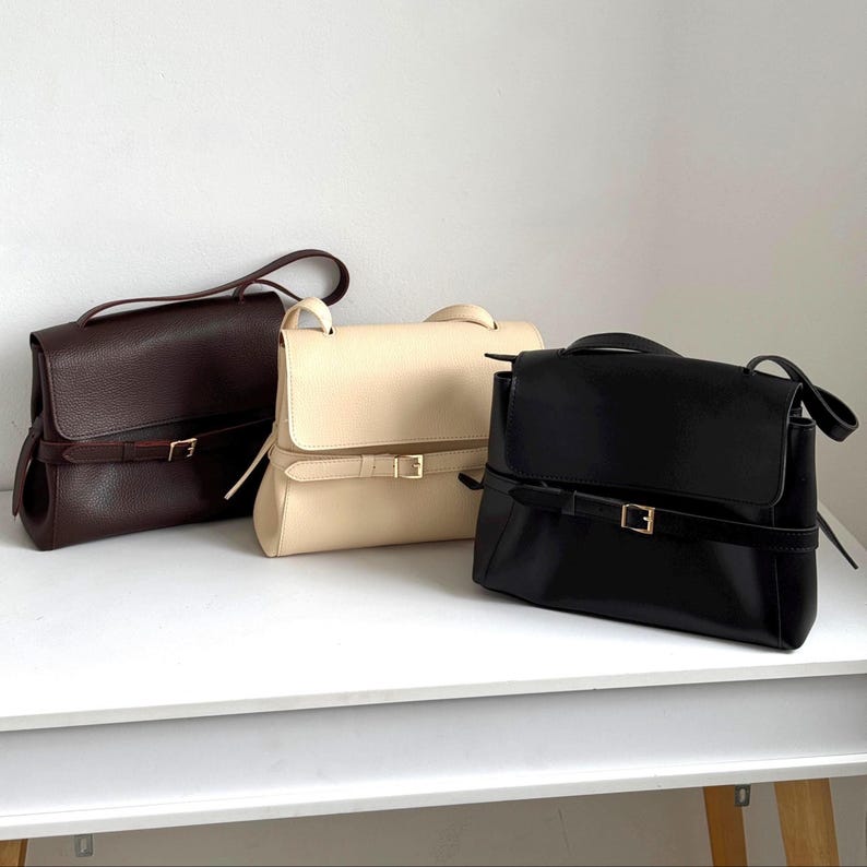 Leather Shoulder Bag,Handmade Leather Shoulder Bag,Women's Bag,Black Leather Bag