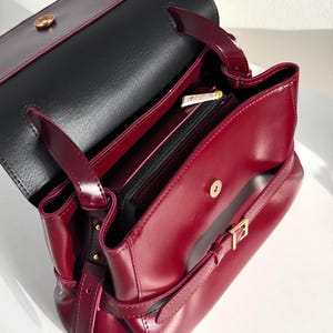 Cherry Leather Shoulder Bag,Handmade Leather Shoulder Bag,Women's Bag,Burgundy Leather Bag