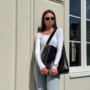 Shoulder Bag, Eco Leather Hobo Bags for Women, Vegan Leather Shoulder Bag, Women Shopper Bag, Leather Hobo Bag, Women's Gift Shoulder Bag image 13
