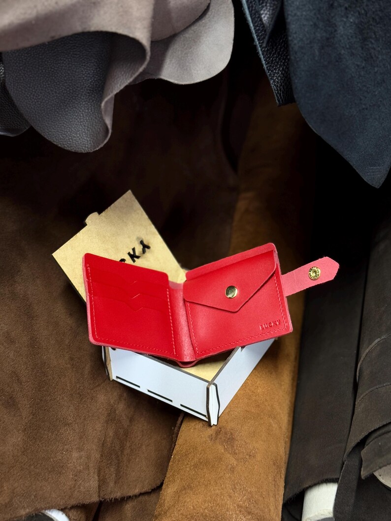 Small Wallet for Women, Personalized Leather Wallet, Leather Wallet with Coin Purse, Mini Wallet, Handmade Womens Wallet with Card Pocket image 16
