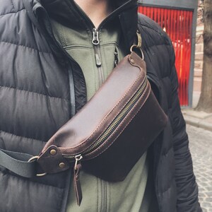 Unisex Leather Hip Bag,Handmade Leather Hip Bag