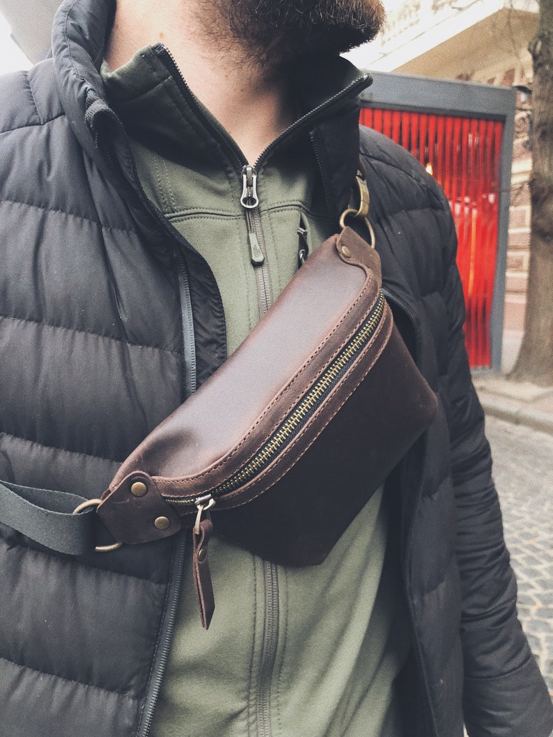 Unisex Leather Hip Bag,Handmade Leather Hip Bag