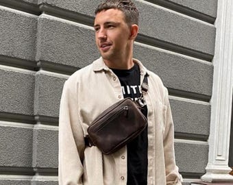 Handmade Crossbody Bag, Fanny Pack for Men, Leather Hip Bag with Personalization, Mens Hip Bag like Leather Gift, Cross body Bag for Women