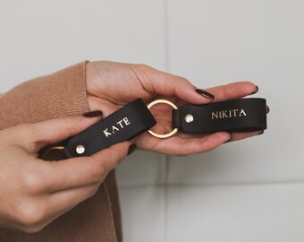 Personalized Leather Keychain,Custom Leather Keychain,Stainless Steel Key Ring,Personalised Leather Key Ring,Leather Key Case,Key Holder