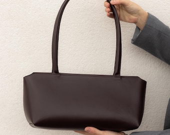 Brown Suede Womens Everyday Tote Bag, Suede Shoulder Purse, Handmade Suede Handbag, Minimalist Shoulder Bag