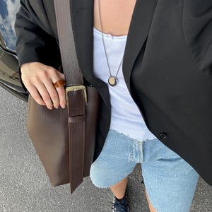 Vegan Leather Shoulder Bag, Eco Leather Hobo Bags for Women, Women's Shopper Bag like Gift, Big Shopper Bag, Handmade Tote Bag Aesthetic Brown Eco Leather