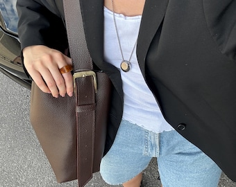 Vegan Leather Shoulder Bag, Eco Leather Hobo Bags for Women, Women's Shopper Bag like Gift, Big Shopper Bag, Handmade Tote Bag Aesthetic