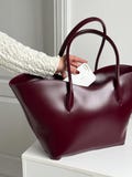 Burgundy Tote Bag, Spacious Work Handbag, Large Eco Leather Shoulder Shopper, Travel Laptop Carryall Purse product logo