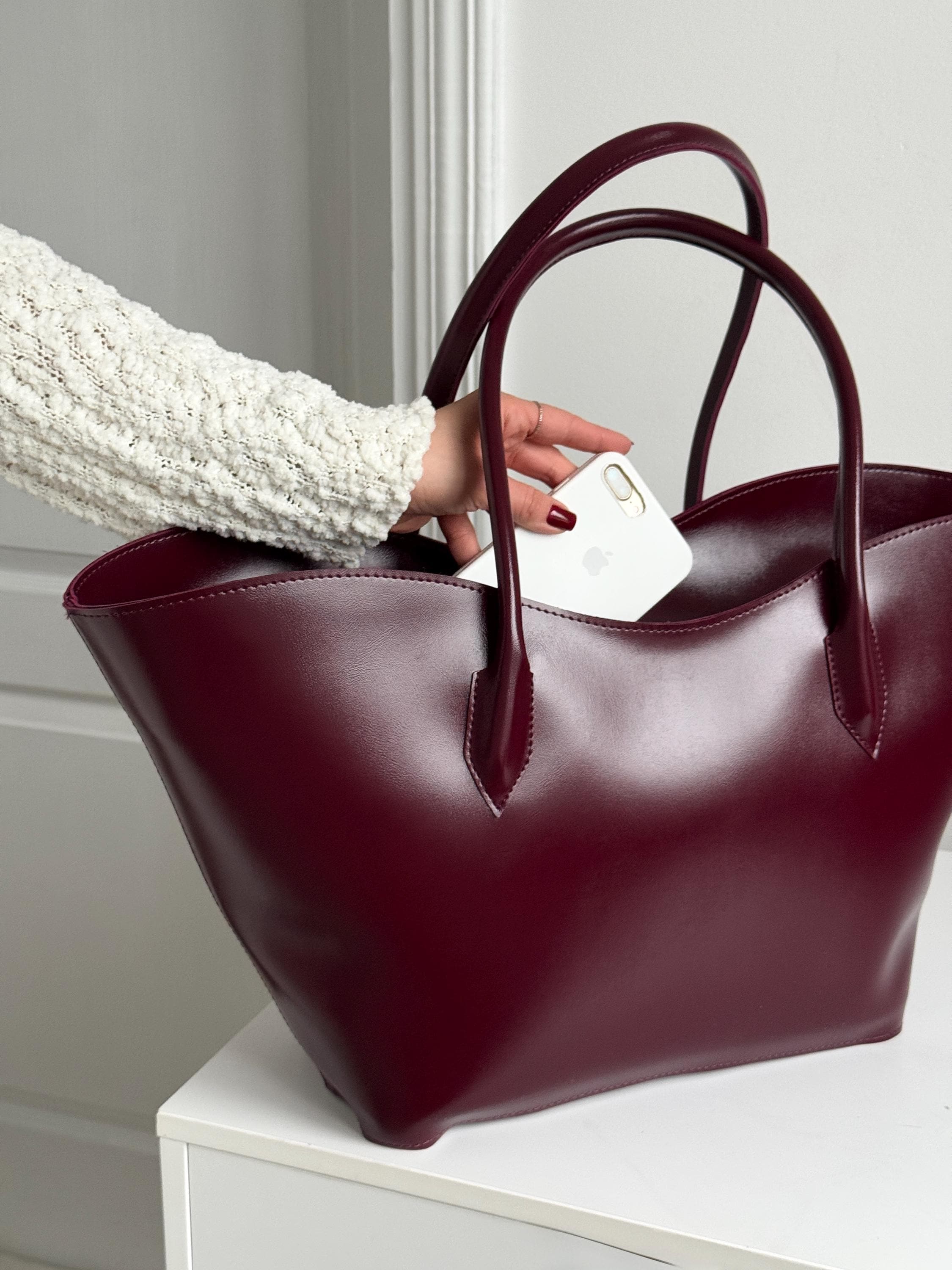 Burgundy tote bag - Etsy 日本