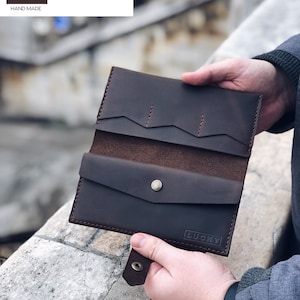 Cartera de cuero personalizada para hombres o mujeres, cartera de cuero con bolsillo para monedas, cartera de cuero minimalista, cartera delgada de cuero para hombres