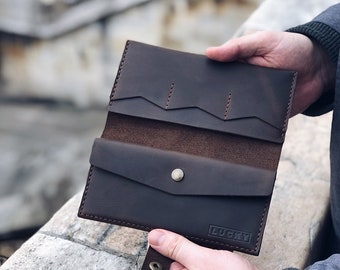 Portafoglio in pelle personalizzato per uomo o donna, portafoglio in pelle con tasca per monete, portafoglio in pelle minimalista, portafoglio sottile in pelle per uomo