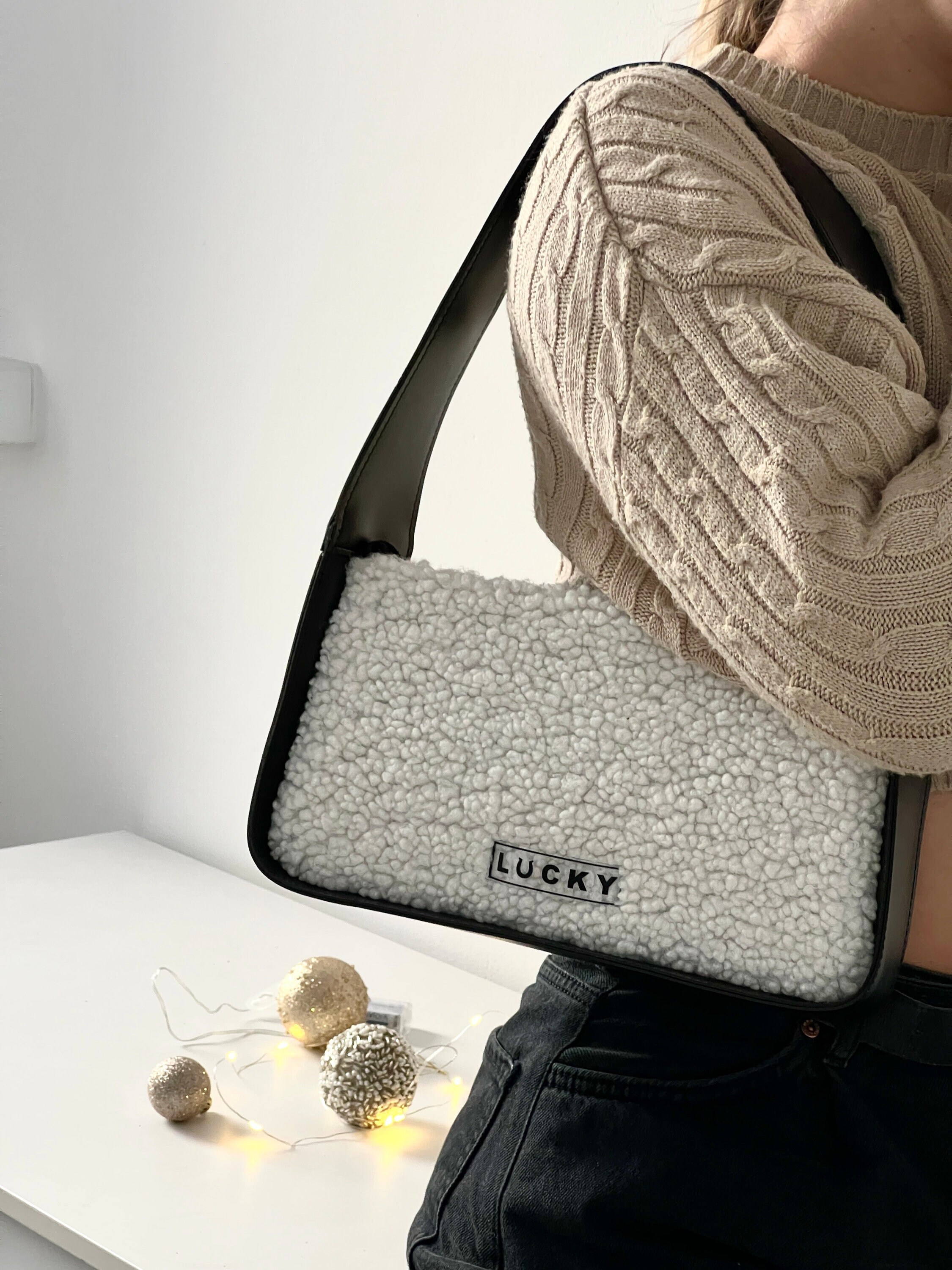 Mink Fur Bag Women Handheld Small Bag Single Shoulder Bags Natural Soft  Messenger Bag Large Clutch Purse Handbag Fluffy Fur Bag