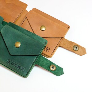 Cartera de Cuero para Mujer y Hombre, Cartera Pequeña Personalizada con Grabado Láser, Cartera con Monedero, Cartera de Cuero Unisex Plegable