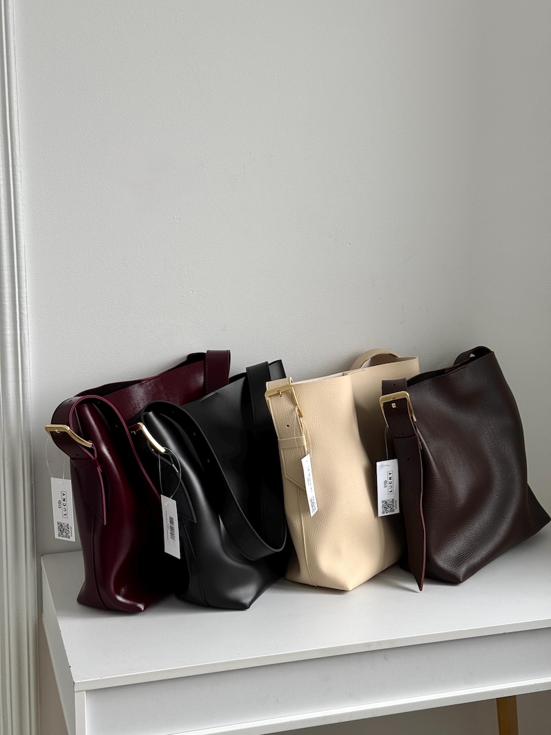 Shoulder Bag, Eco Leather Hobo Bags for Women, Vegan Leather Shoulder Bag, Women Shopper Bag, Leather Hobo Bag, Women's Gift Shoulder Bag image 5