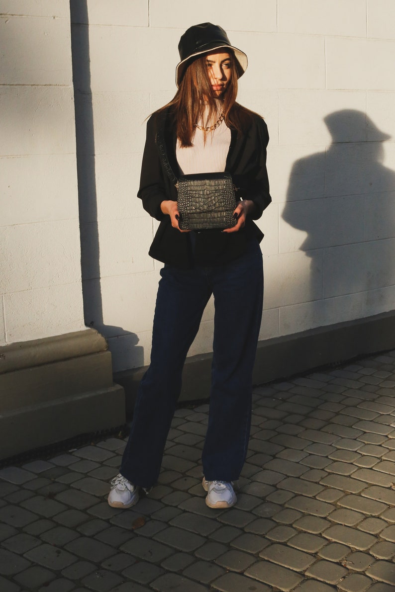 Croc-Embossed Crossbody Bag