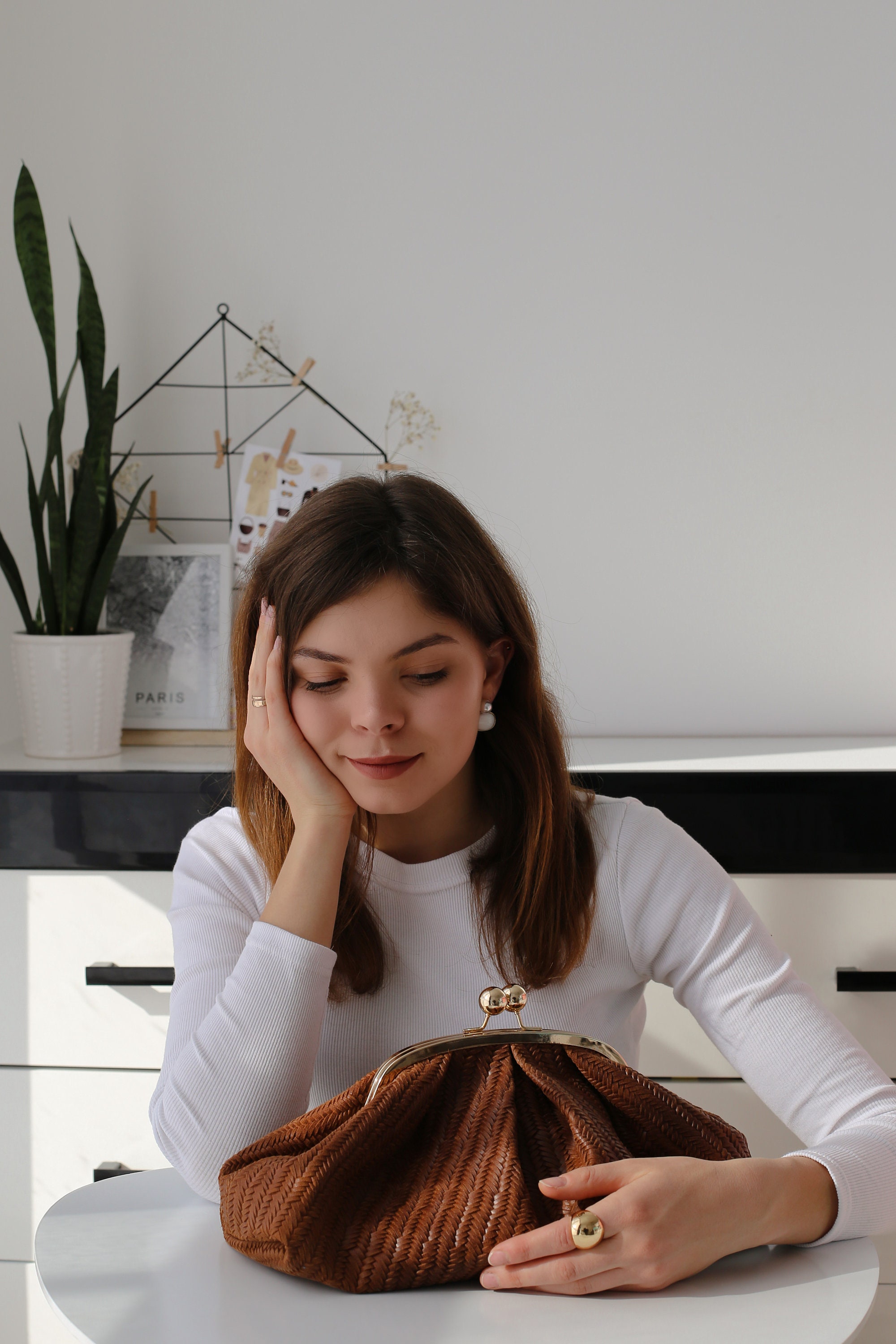 Leather Cloud Clutch Bag Womanbraided Leather Pouch Bagpouch Etsy UK