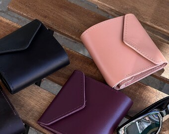 Small Wallet for Women, Women's Wallet with Laser Engraving, Personalized Bifold Wallet as a Leather Gift, Leather Purse as a Gift for Her
