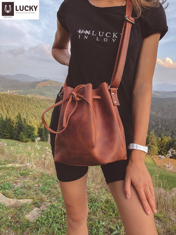 Leather Bucket Bag Leather Backpack Purse Leather Bag -  Israel