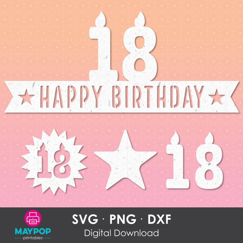 Download 18th Birthday Cake Topper SVG | Etsy