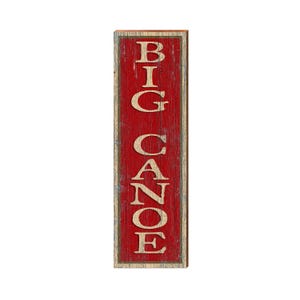 Big Canoe Red Sign | Wall Art Print on Real Wood