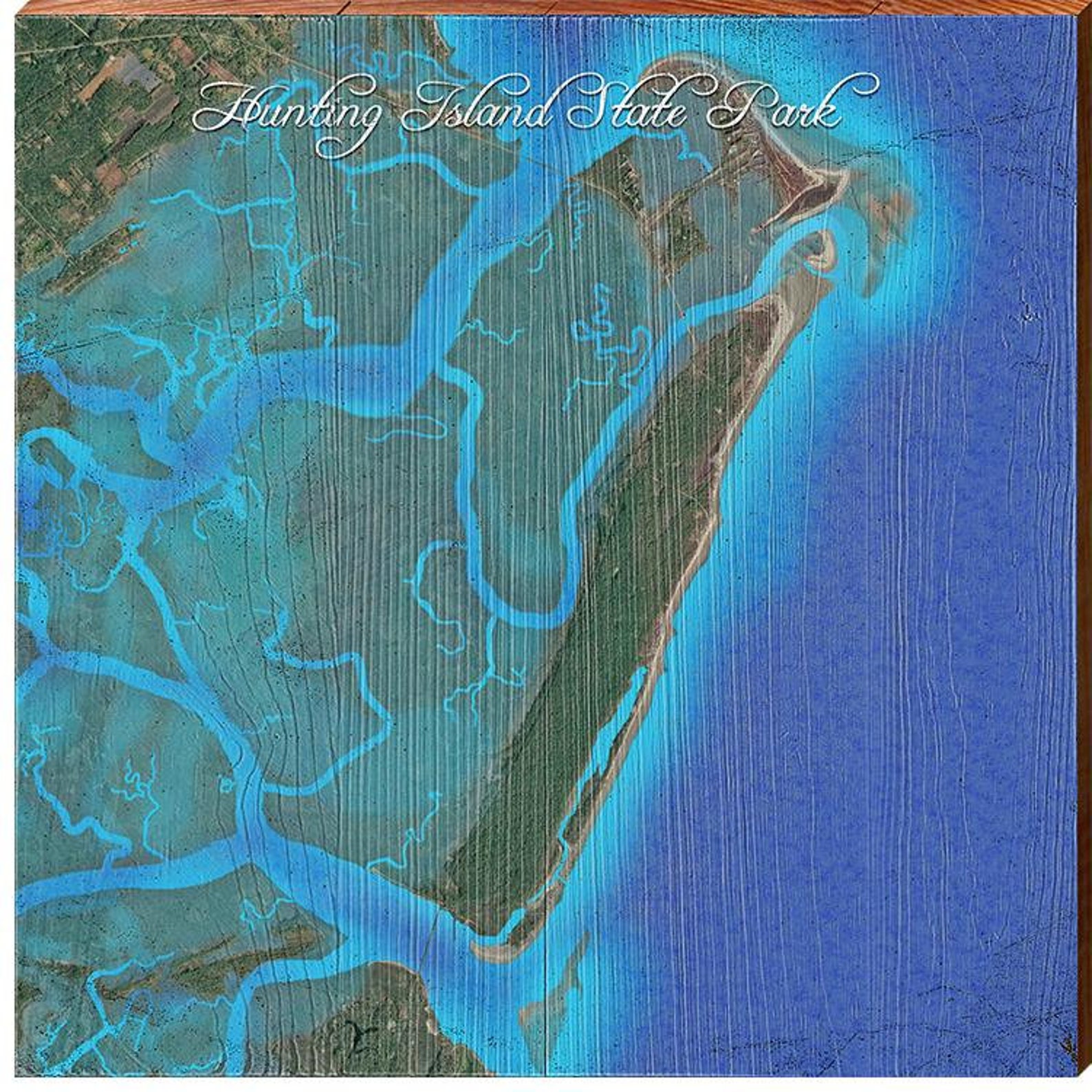 Hunting Island State Park South Carolina Satellite Map Wall Etsy