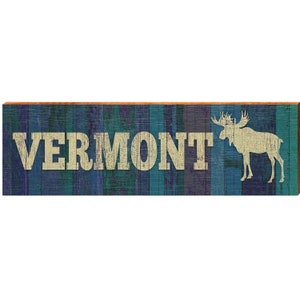 Vermont Moose Navy | Wall Art Print on Real Wood
