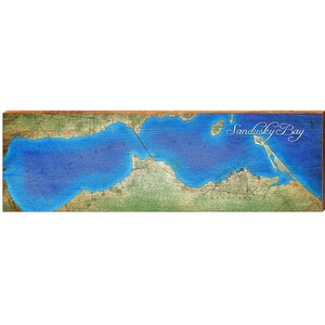 Mappa di Sandusky Bay / Stampa artistica da parete su vero legno