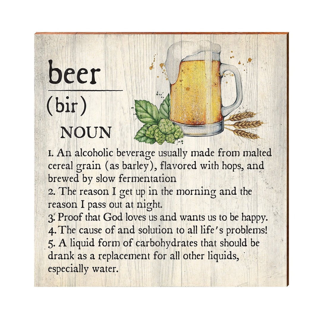 Beer Definition Wall Art Print on Real Wood Etsy