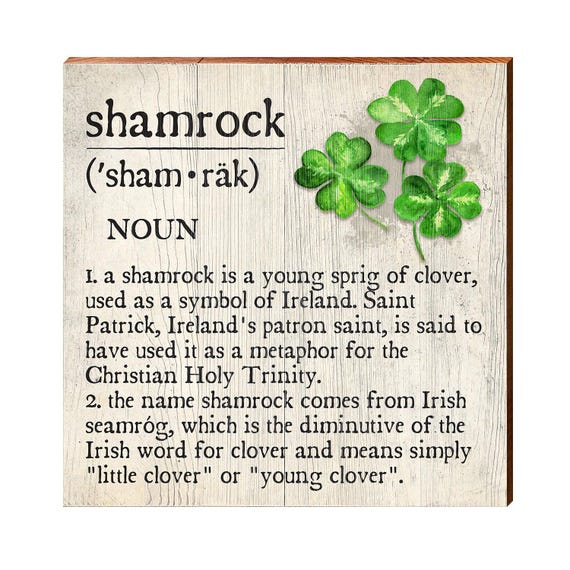 Shamrock Definition Wooden Sign | Wall Art Print on Real Wood | St