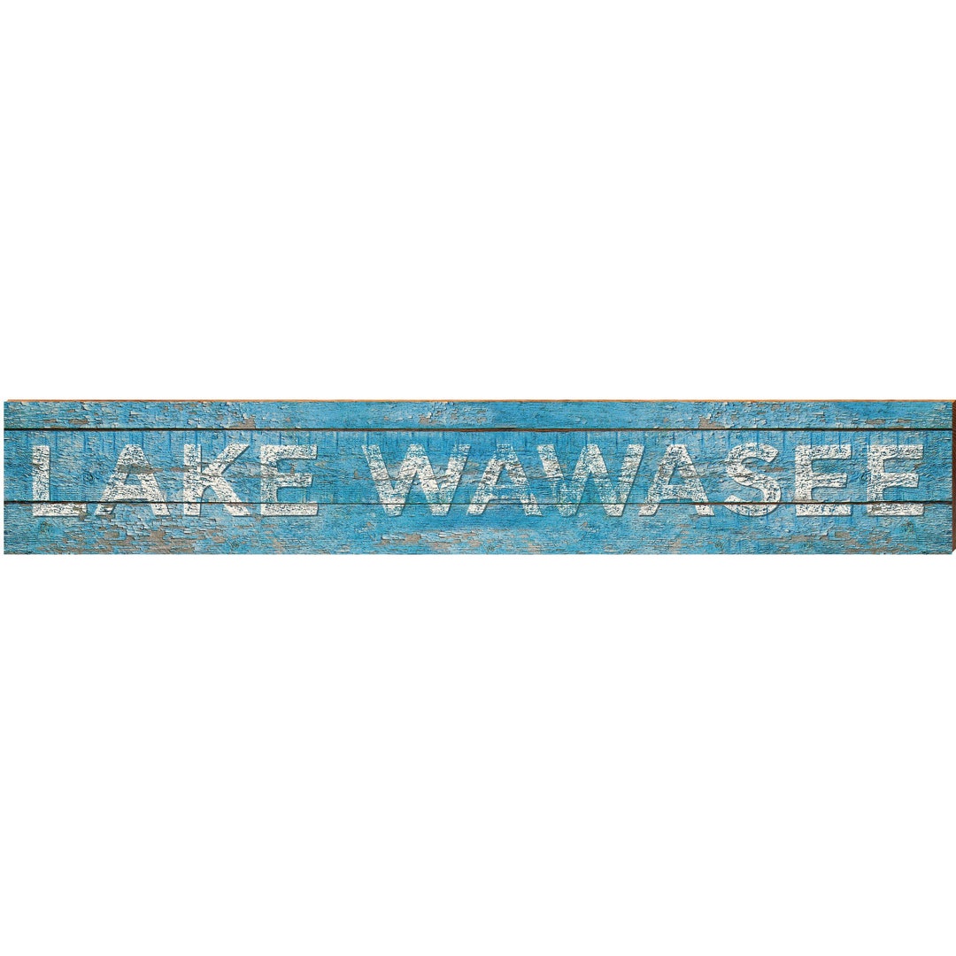 Lake Wawasee Blue Rustic Wall Art Print on Real Wood Etsy