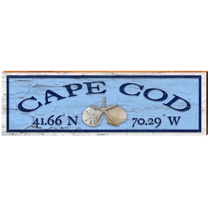 Cape Cod, Massachusetts Sea Shells Latitude Longitude | Real Wood Wall Art