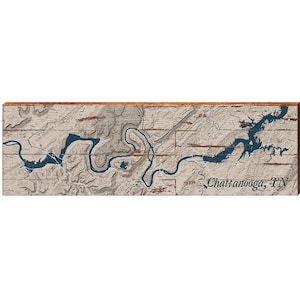 Chattanooga, Tennessee Karte Holzschild | Wand-Kunstdruck auf Echtholz