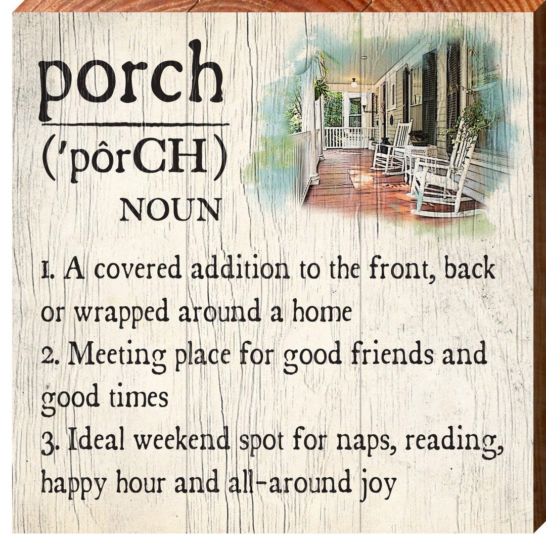 Porch Definition Wall Art Print on Real Wood Etsy