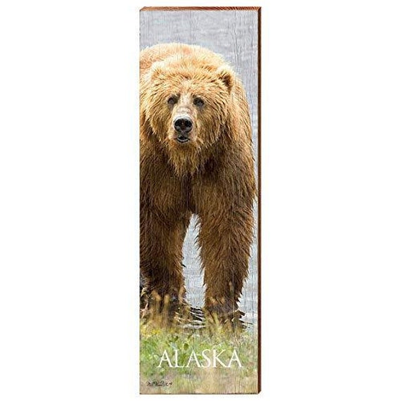 Alaskan Grizzly Bear Alaska Home Decor Art Print on Real Wood - Etsy