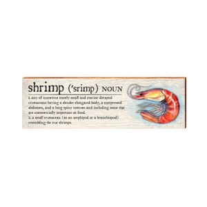 Shrimp Definition Wooden Sign | Wall Art Print on Real Wood | Coastal Tropical Nautical Beach House Home Decor image 1