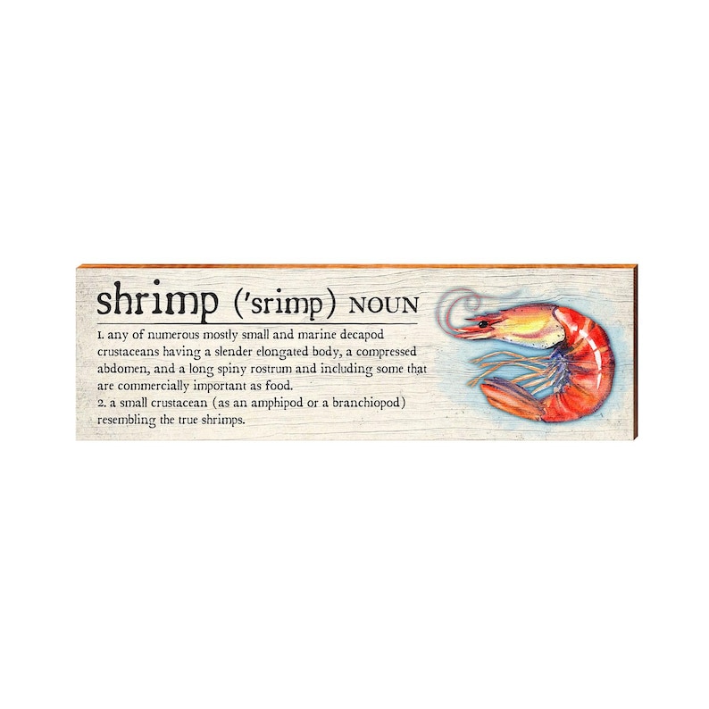 Shrimp Definition Wooden Sign | Wall Art Print on Real Wood | Coastal Tropical Nautical Beach House Home Decor image 1