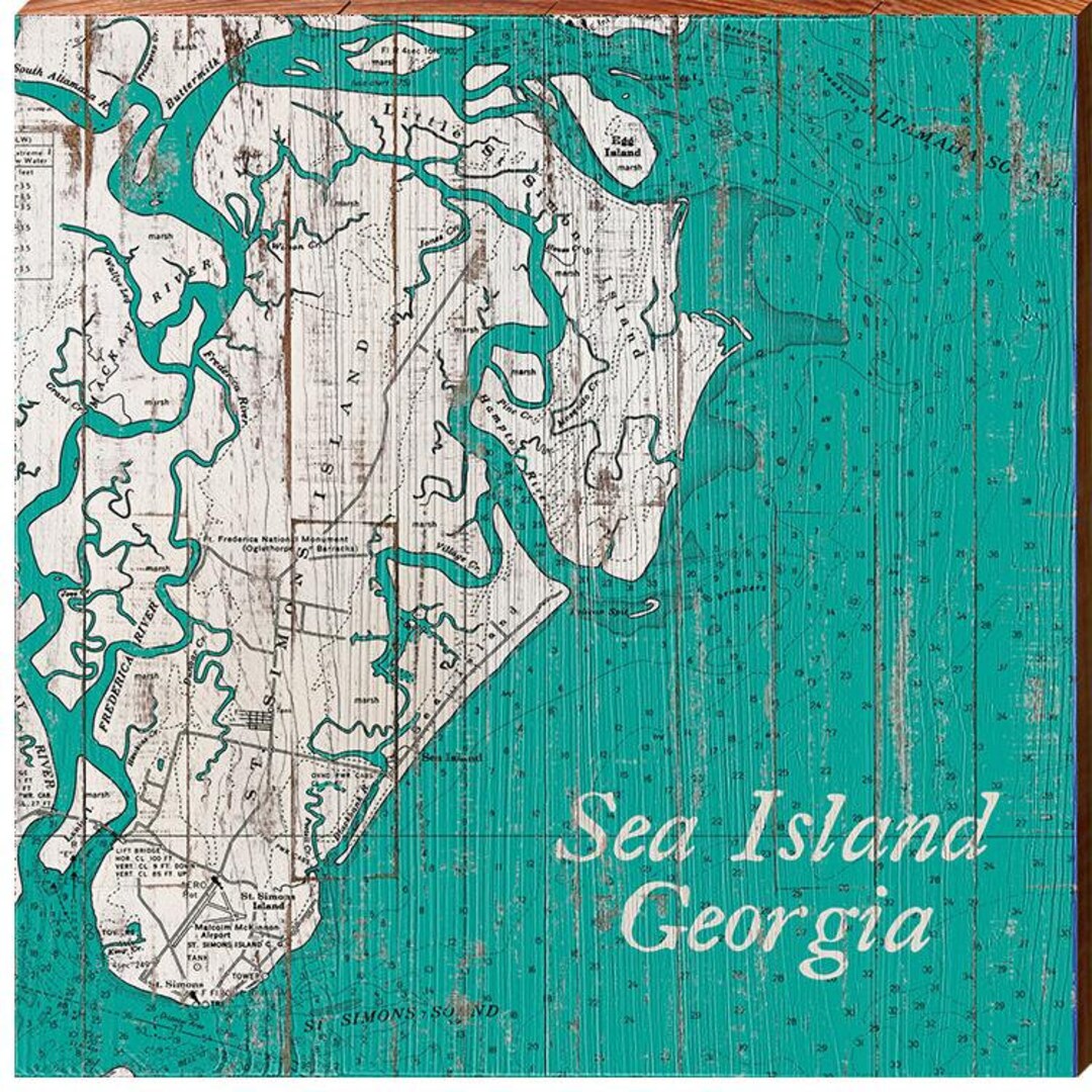 Sea Island Georgia Map Wooden Sign Wall Art Print on Real - Etsy
