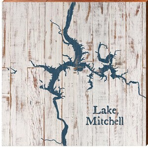 Placa de madeira do mapa de Mitchell Lake, Alabama | Impressão de arte de parede em madeira real