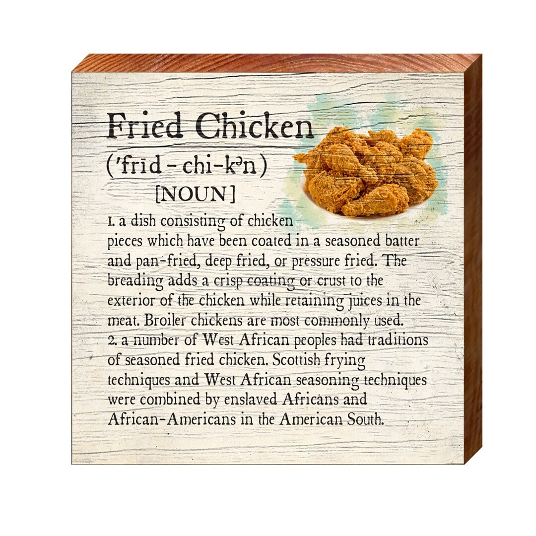 Fried Chicken Definition Wooden Sign Wall Art Print on Real Etsy