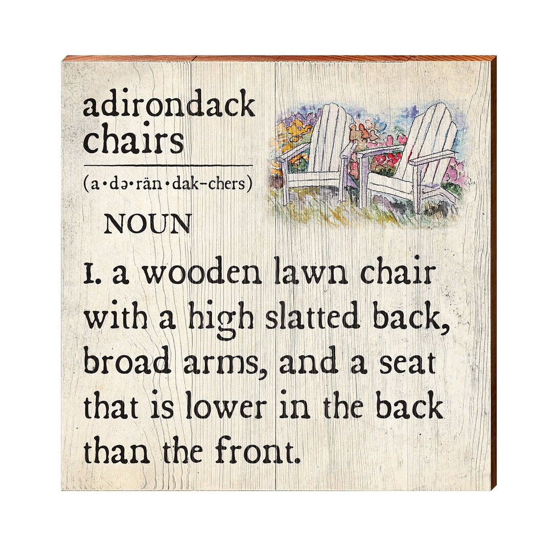 Adirondack Chairs Definition Wooden Sign Wall Art Print on Etsy