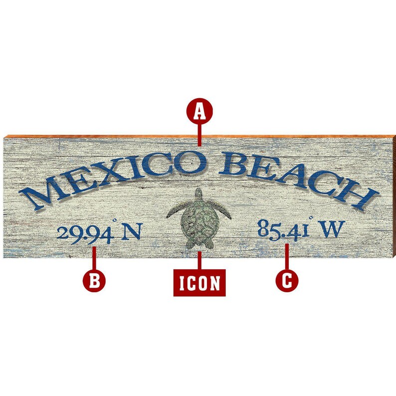 Custom Personalized Beach Wooden Sign Wall Art Print on Real Etsy