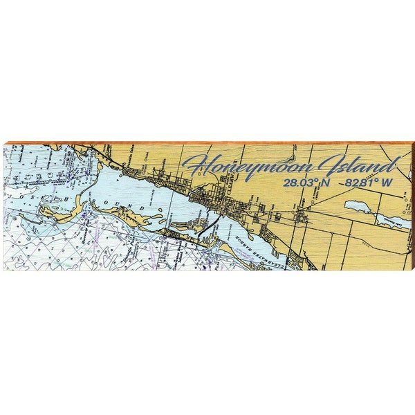 Honeymoon Island NOAA Chart | Wall Art Print on Real Wood