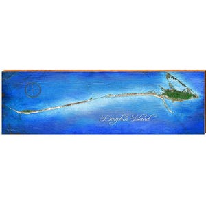 Houten bord Dauphin Island, Alabama kaart | Muurkunstafdruk op echt hout