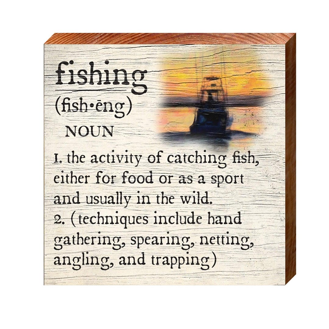 Fishing Definition Sign | Real Wood Art Print - Etsy