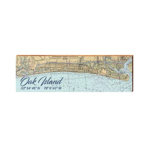Carte NOAA d'Oak Island | Impression d'art mural sur bois véritable