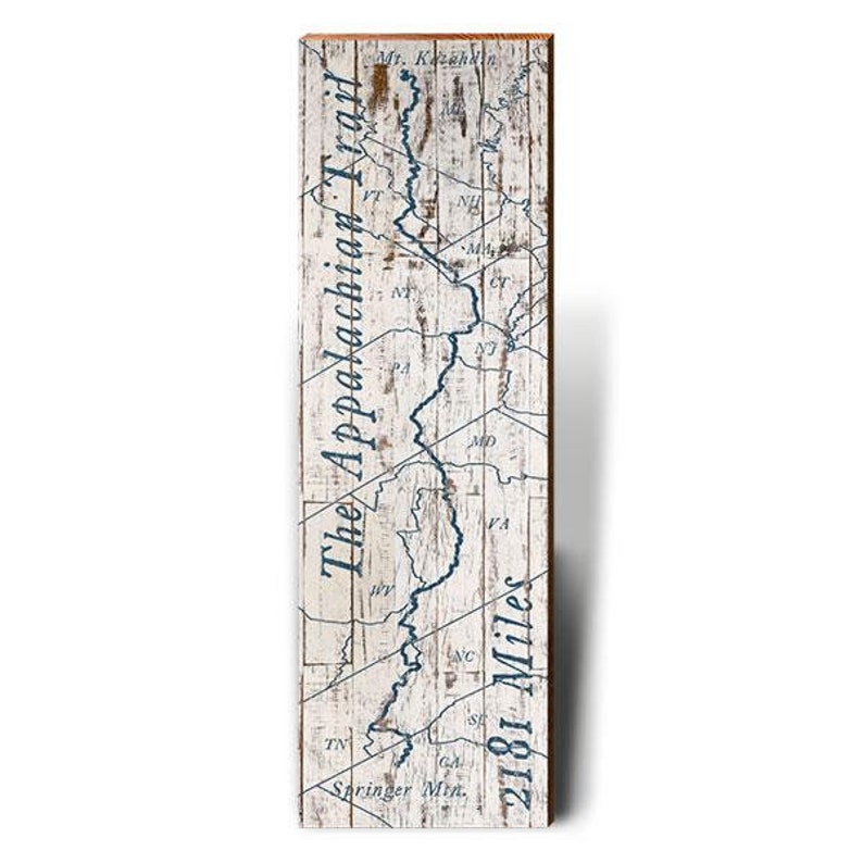 Appalachian Trail Weathered Blue and White Trail Map Wall Art Etsy