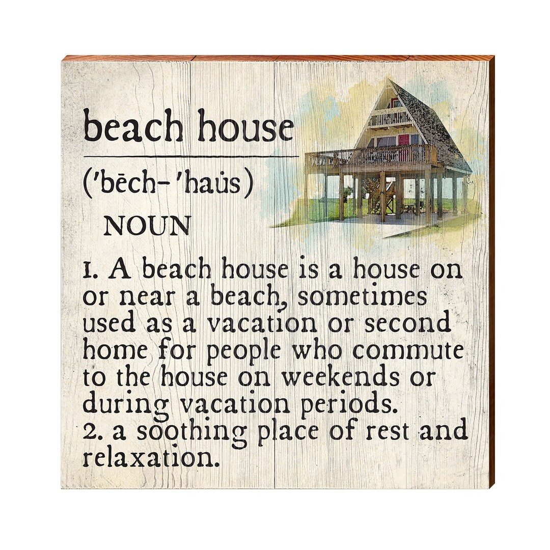 Beach House Definition Wooden Sign Wall Art Print on Real Etsy