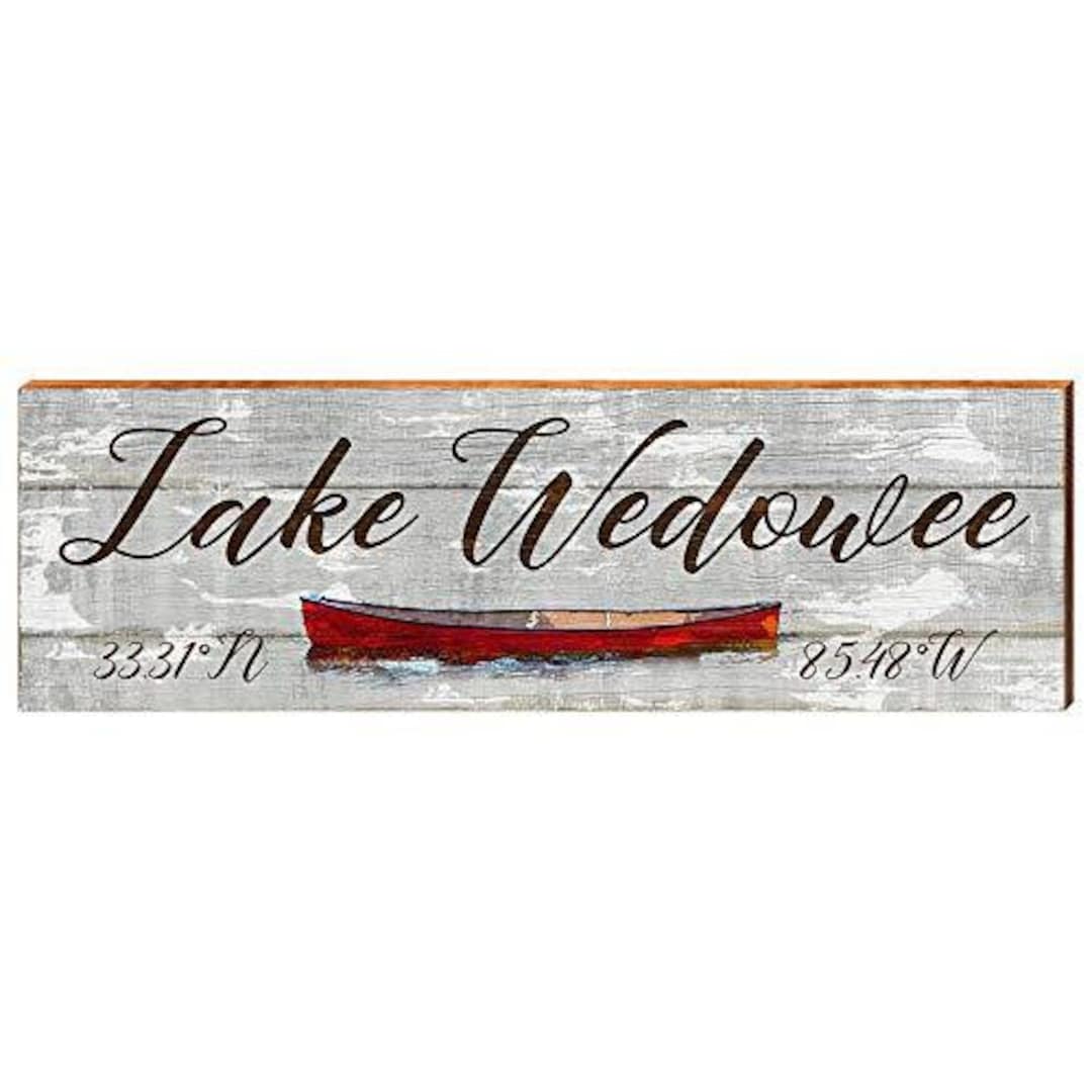 Lake Wedowee Latitude Longitude Red Canoe Alabama Home Decor Art Print