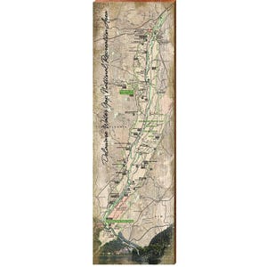 Mapa del área recreativa nacional de Delaware Water Gap, letrero de madera, impresión artística de pared en madera real